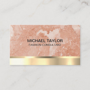 Gold Metallic   Orange Marble Business Card