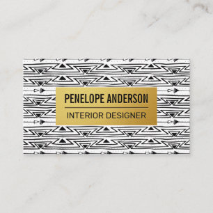 Gold Metallic Pattern   Bohemian Pattern Business Card