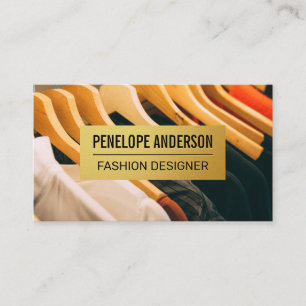 Gold Metallic Pattern Hanging Clothes Business Card