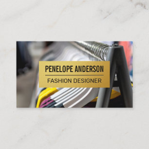 Gold Metallic Pattern Hanging Clothing Rack Business Card
