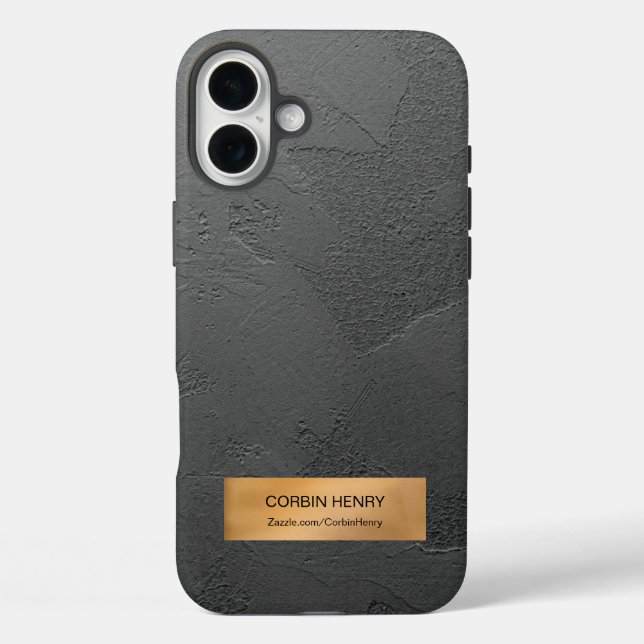 Gold Metallic Plaque Black Texture Personalised Case-Mate iPhone Case (Back)
