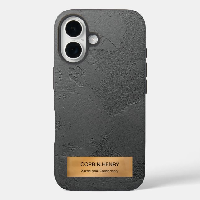 Gold Metallic Plaque Black Texture Personalised Case-Mate iPhone Case (Back)