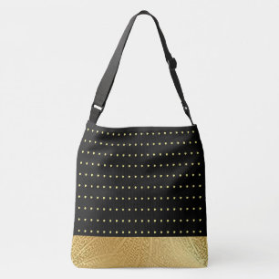 Gold Metallic Polka Dots Print Tote Bag