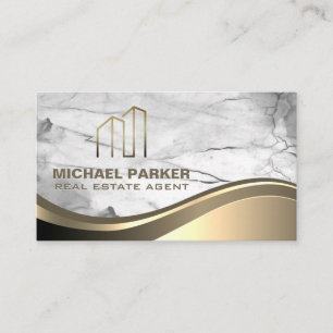 Gold Metallic Real Estate   Marble Stone Business Card
