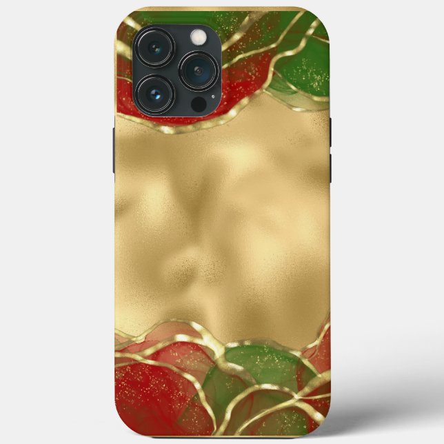 Gold Metallic Red  Green Alcohol Ink Holiday Case-Mate iPhone Case (Back)