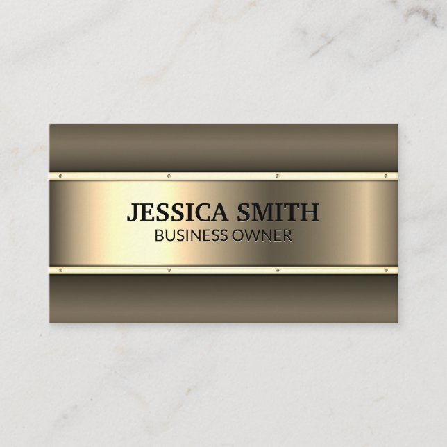 Gold Metallic | Rivets | Metal Business Card (Front)