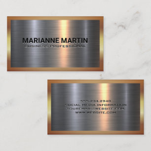 Gold Metallic Silver Background Shiny Business Card