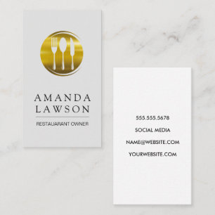 Gold Metallic Silverware Logo Appointment Card