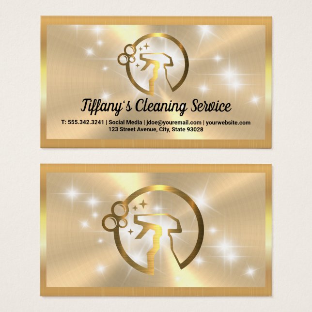 Gold Metallic Spray Bottle Logo | Sparkles (Front & Back)