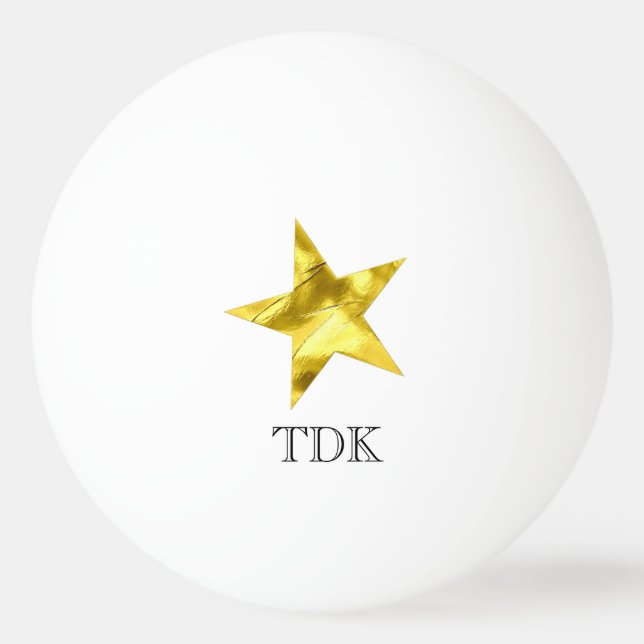 Gold metallic star stylish personalised custom ping pong ball (Front)