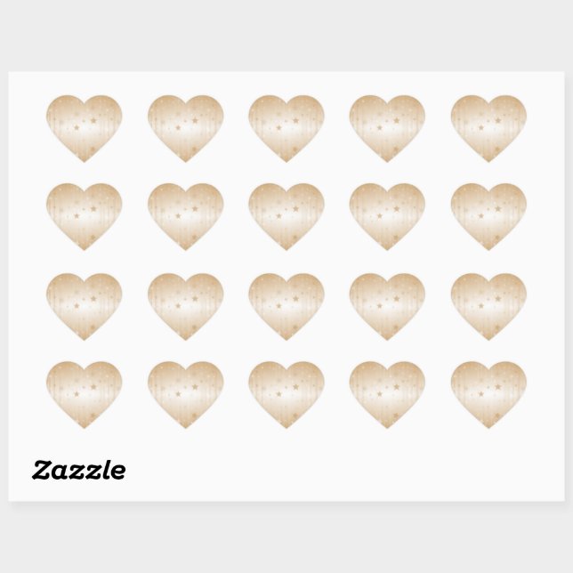 Gold metallic stars heart sticker (Sheet)