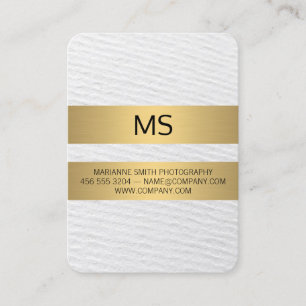 Gold Metallic Stripes / Monogram / Texture Business Card