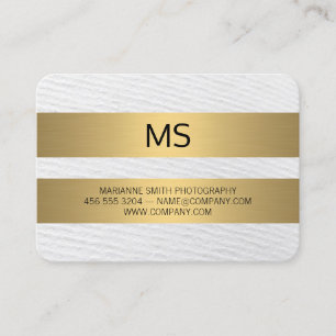 Gold Metallic Stripes / Monogram / Texture Business Card