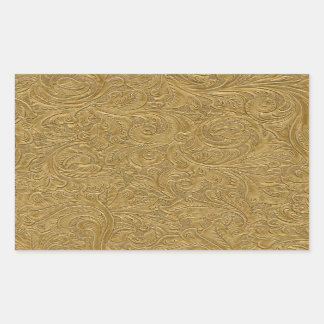 Gold metallic swirls pattern rectangular sticker
