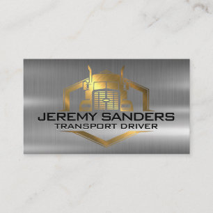Gold Metallic Truck Logo Industrial Business Card