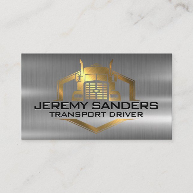 Gold Metallic Truck Logo | Industrial Business Card (Front)