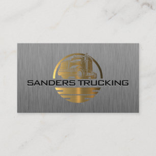 Gold Metallic Truck Logo   Steel Brushed Business Card