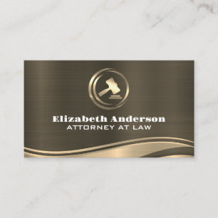 Gold Metallic Wave   Gavel Logo Business Card