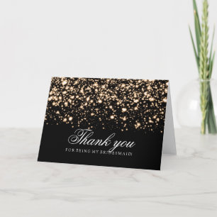 Gold Midnight Glam Thank You Bridesmaid Card