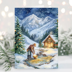 Gold Miner Gold Mining Gold Christmas Card