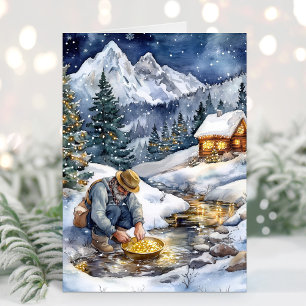 Gold Miner Gold Rush Christmas Card