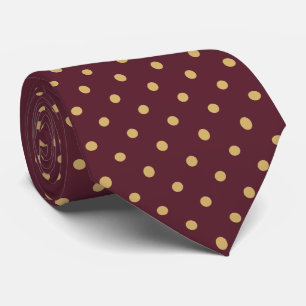 Gold Mini Polka Dot Pattern on Burgundy Tie