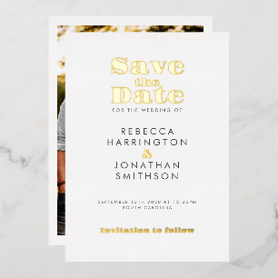 Gold Minimal Bold Typography Wedding Save The Date