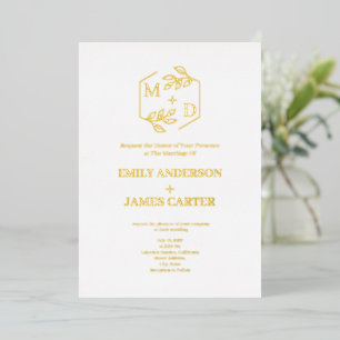 Gold Minimal Botanical Monogram Wedding