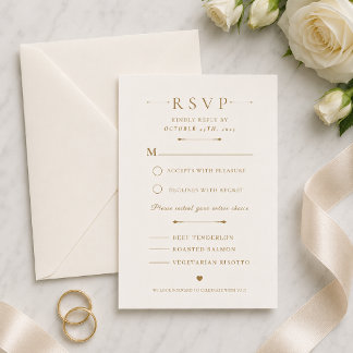 Gold Minimal Look Wedding RSVP Card