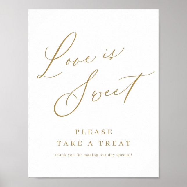 Gold minimal modern script wedding love is sweet poster (Front)