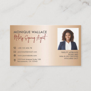 Gold Minimal Professional Photo Notary Service   Business Card