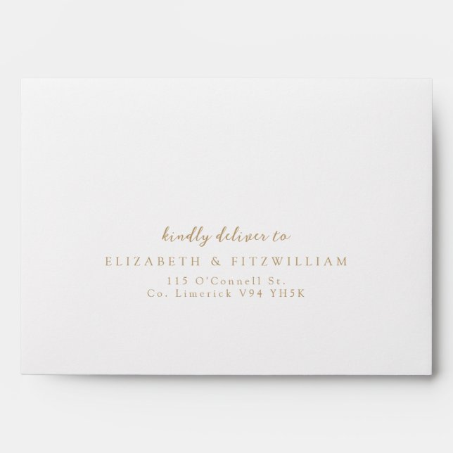Gold Minimal Script Self-Addressed Cherry Blossom  Envelope (Front)