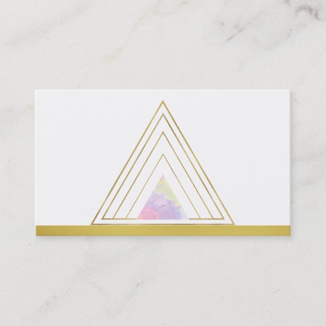 *~*  Gold Minimal Triangle Sacred Geometry Alchemy Business Card (Front)