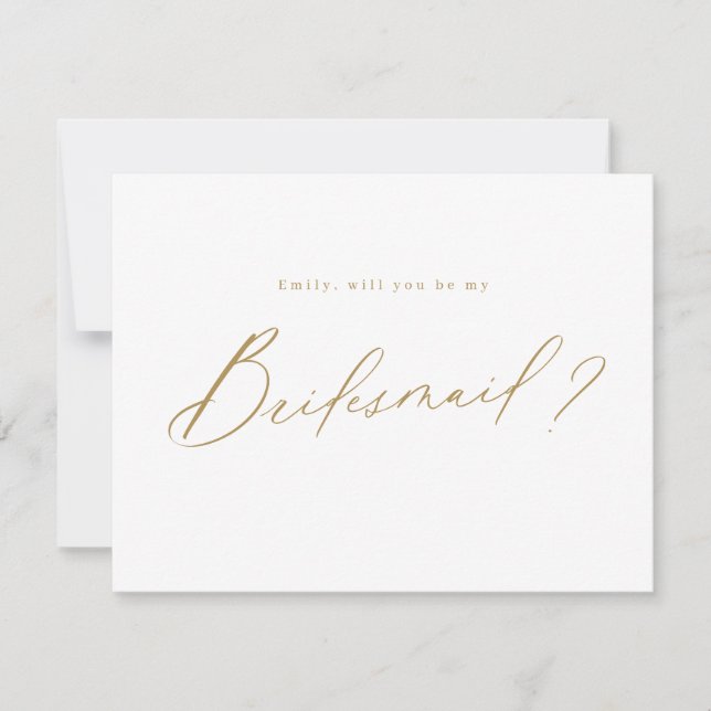 Gold minimal would you be my bridesmaid script invitation (Front)