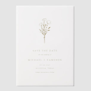 Gold Minimalist Botanical Save the Date Vellum Invitations