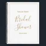 Gold Minimalist Bridal Shower Gift Tracker Notebook<br><div class="desc">Stay organised with style using this Minimalist Gold Bridal Shower Gift List Notebook. Featuring a sleek, gold-accented design, this notebook is perfect for tracking gifts, guests, and thank-you notes. Simple yet elegant, it adds a touch of sophistication to any bridal shower. Ideal for modern, minimalist, or elegant bridal showers, this...</div>