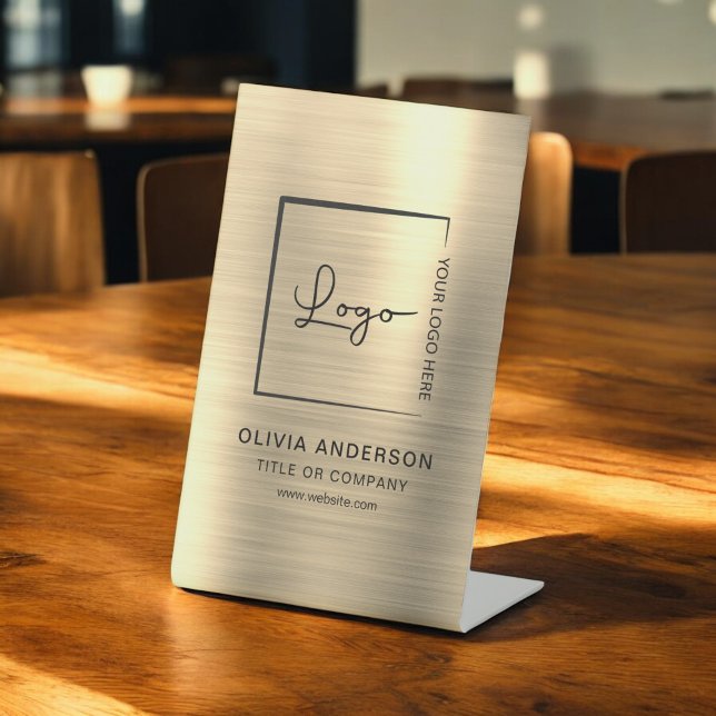 Gold Minimalist Business Logo Professional Modern Pedestal Sign (Creator Uploaded)