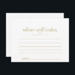Gold Minimalist Calligraphy Wedding Advice Card<br><div class="desc">This gold minimalist calligraphy wedding advice card is perfect for a rustic wedding. The simple and elegant design features classic and fancy script typography in gold.These cards are perfect for a wedding, bridal shower, baby shower, graduation party & more. Personalise the cards with the names of the bride and groom,...</div>