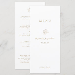 Gold Minimalist Cherry Blossom Monogram Wedding  Menu