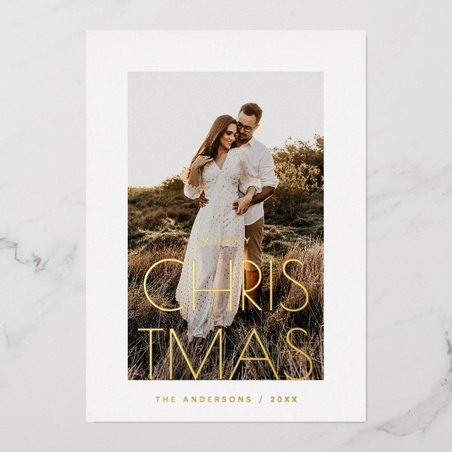 Gold Minimalist Christmas | Modern Photo Greeting (Front)