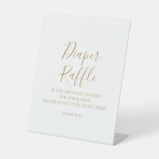 Gold Minimalist Diaper Raffle Baby Sign