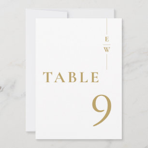 Gold Minimalist Elegant Monogram Table Number
