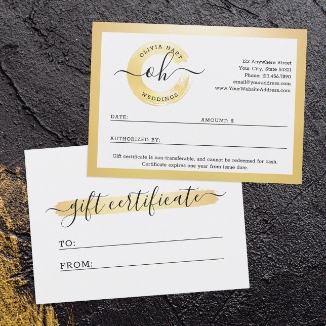 Gold Minimalist Logo Gift Stylist Certificate Card (Creator Uploaded)