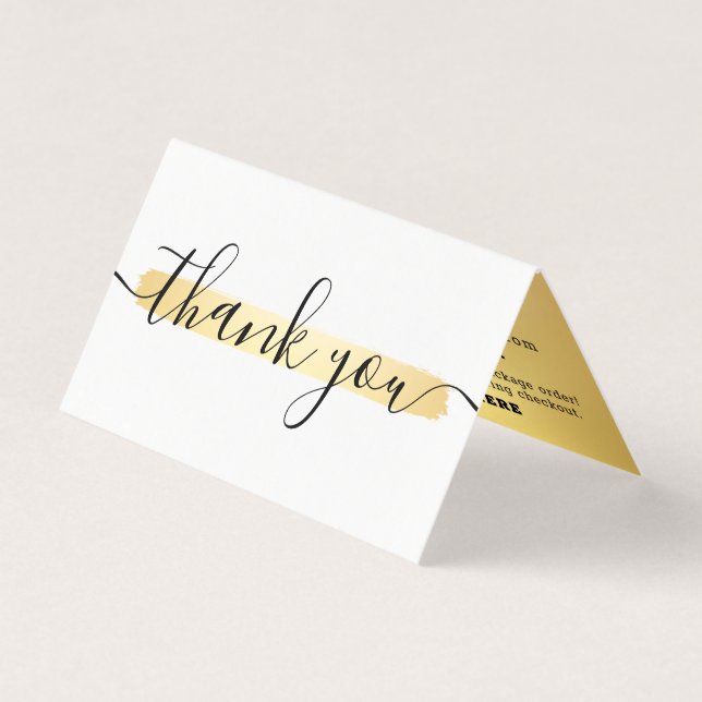 Gold Minimalist Logo Stylist Client Thank You Card (Front)