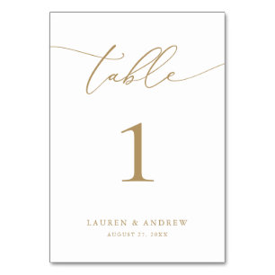 Gold Minimalist Modern Wedding Event Custom Table Number
