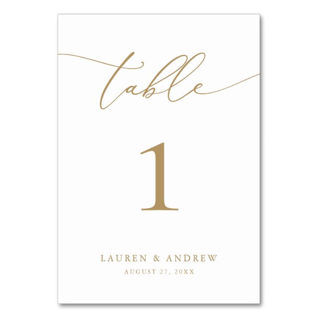 Gold Minimalist Modern Wedding | Event Custom Table Number (Front)