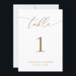 Gold Minimalist Modern Wedding Event Table Numbers<br><div class="desc">Size 5x7 (**PLEASE NOTE: To order,  simply adjust your table number (and name/date) and add each number to your cart separately. Then check out once you are finished.) Beautiful,  elegant,  modern and minimalist,  table number card. Fully customisable with your names (or Event Name) and Date.</div>