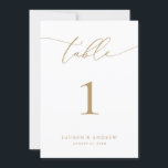 Gold Minimalist Modern Wedding Event Table Numbers<br><div class="desc">Size 5x7 (**PLEASE NOTE: To order,  simply adjust your table number (and name/date) and add each number to your cart separately. Then check out once you are finished.) Beautiful,  elegant,  modern and minimalist,  table number card. Fully customisable with your names (or Event Name) and Date.</div>