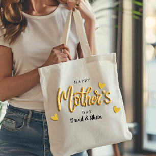 Gold Minimalist Mother's Day Large Tote Bag