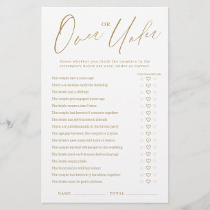 Gold minimalist Over or Under bridal shower game